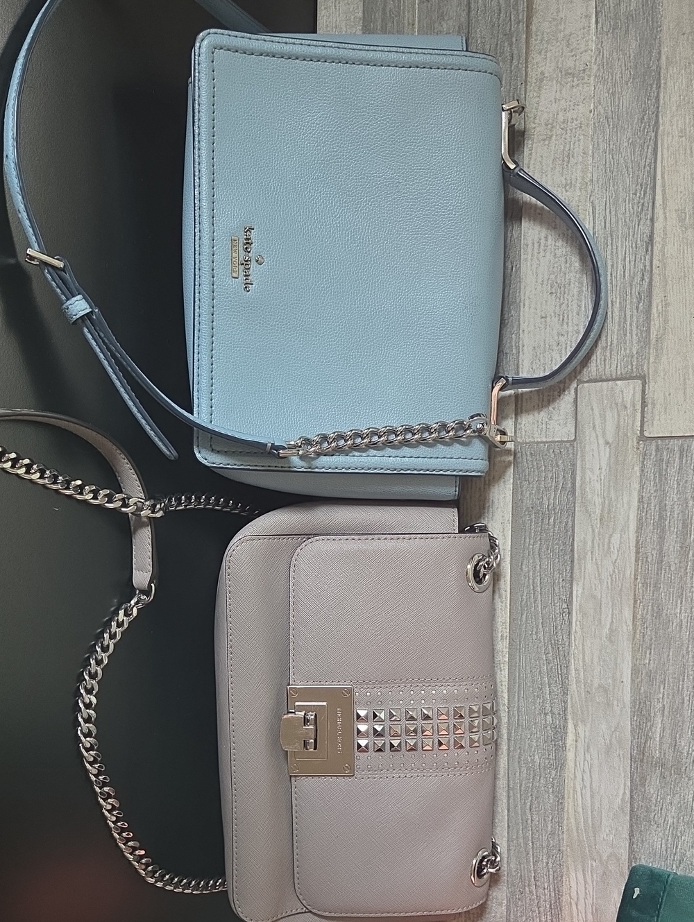 kate spade Light Blue and Taupe Leather Shoulder Bag Set